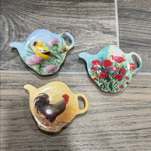 Set of Three Decorative Tea Bag Holders